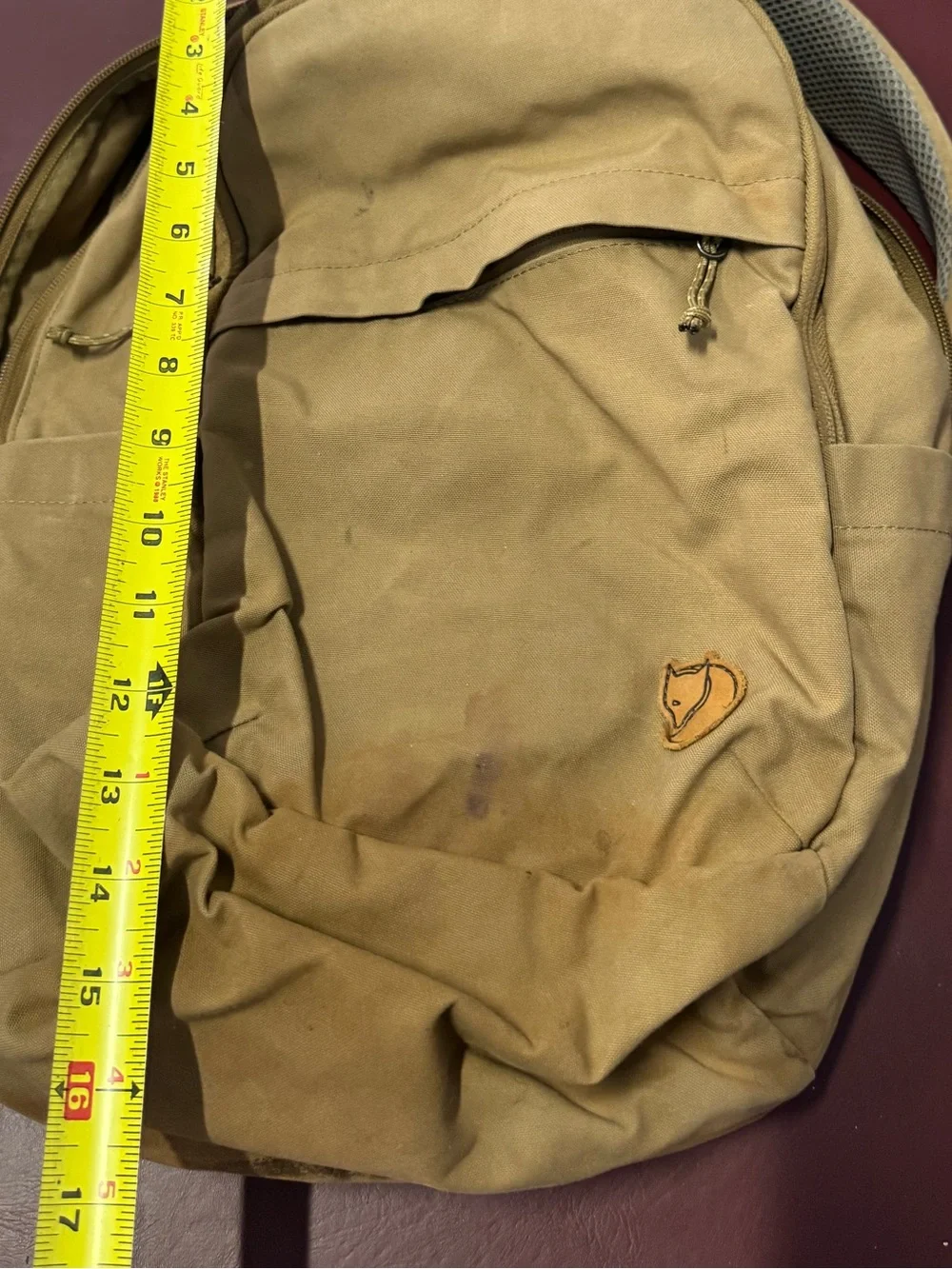 Fjallraven Kånken-Style Canvas High End WORN Distressed Women’s Tan Backpack
